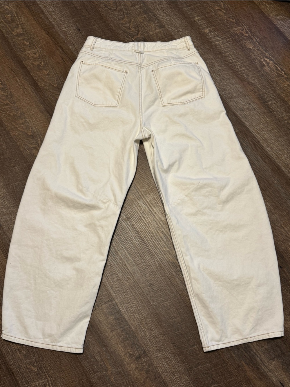 ASOS ARRANGE Sydney Off White/White Denim/Cotton Barrel Leg Jeans US 12 - Picture 7 of 15
